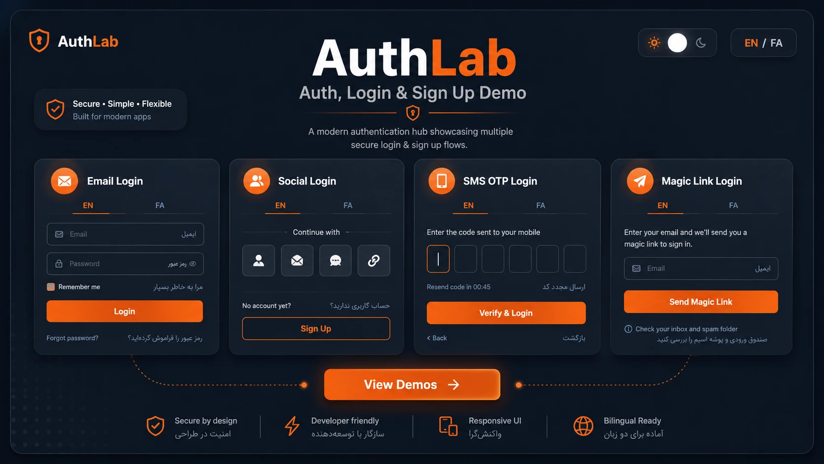 AuthLab — Auth, Login & Sign Up Demo